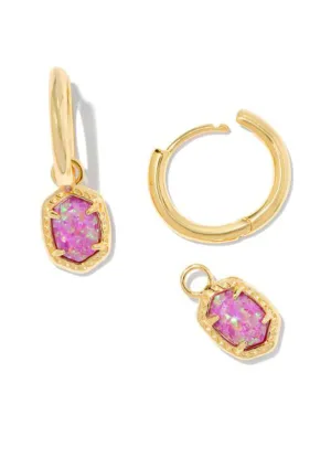 Daphne Framed Huggie Earring Gold Magenta Opal by Kendra Scott