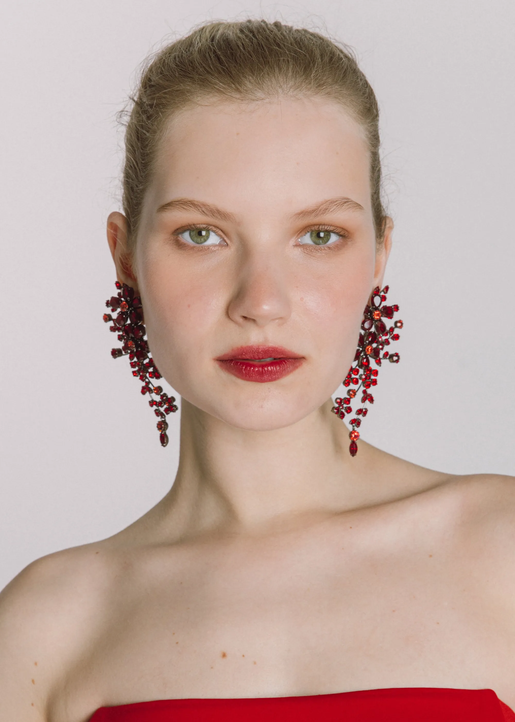 Darianna Earrings -- Gunmetal Ruby
