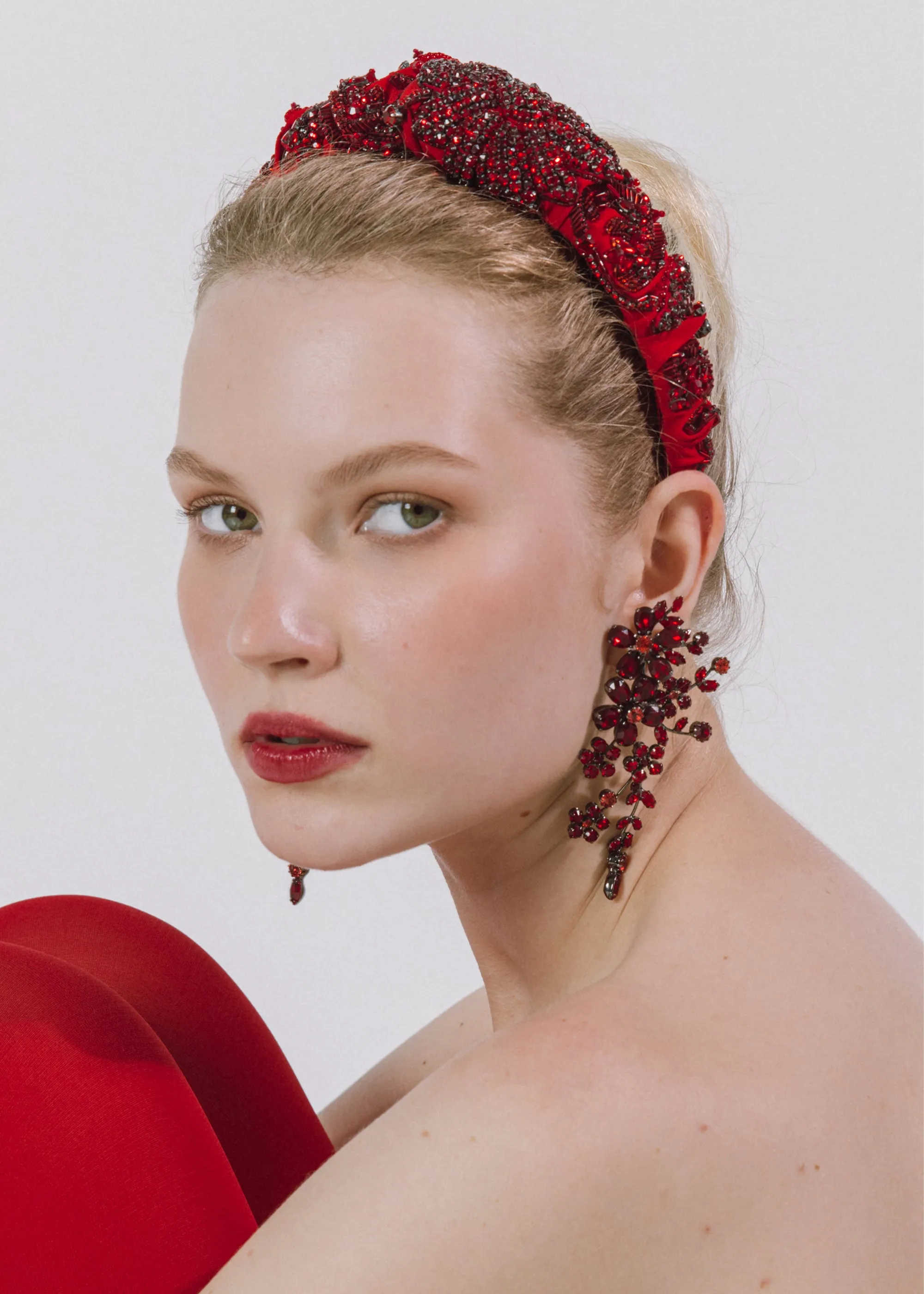 Darianna Earrings -- Gunmetal Ruby