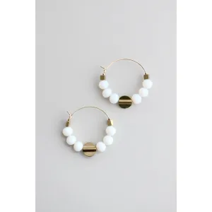 David Aubrey Jewelry - GNDE23 white opal hoop earrings