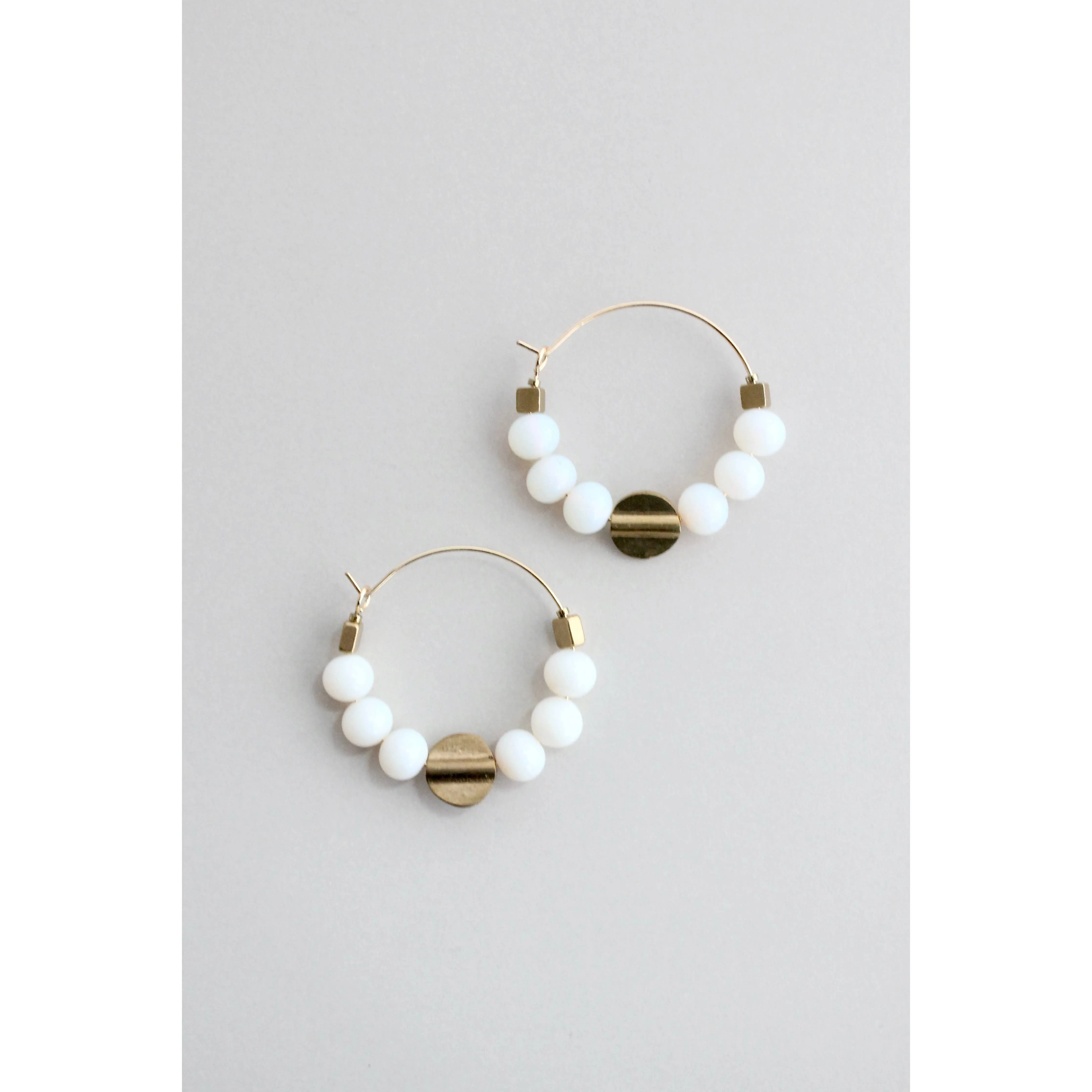 David Aubrey Jewelry - GNDE23 white opal hoop earrings