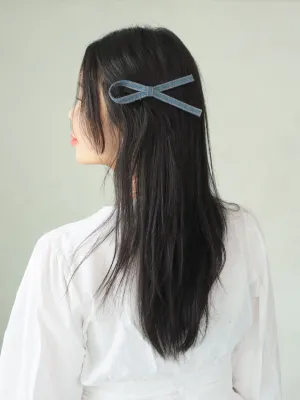 Denim awareness ribbon ornament simple barrette hair clip
