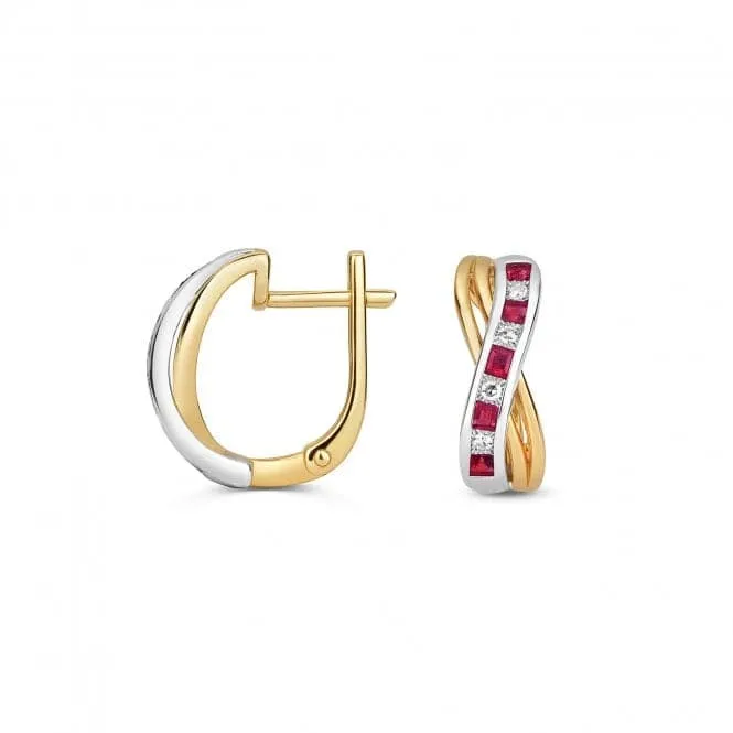 Diamond & Square Ruby Earrings ED278R
