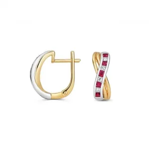 Diamond & Square Ruby Earrings ED278R