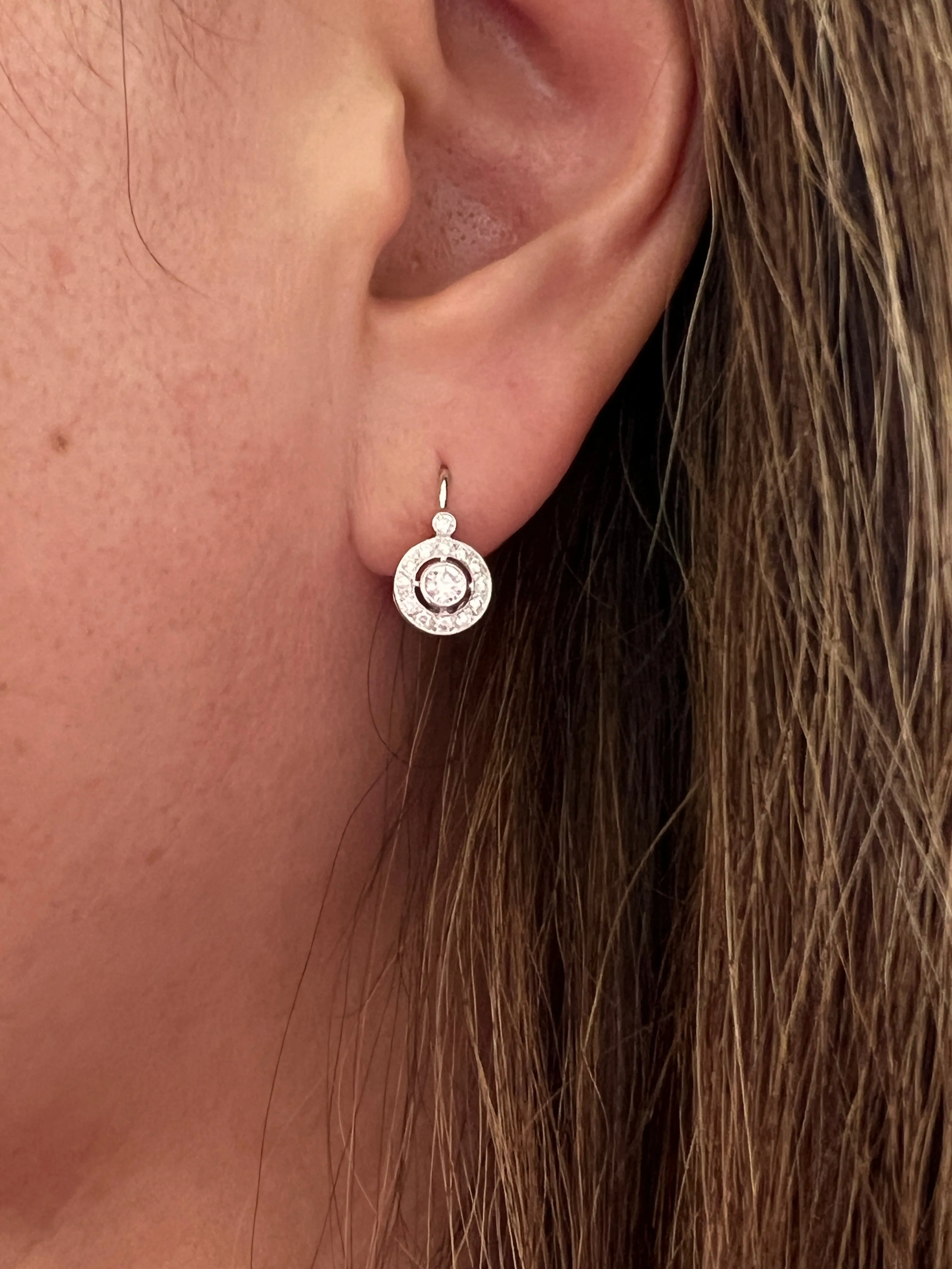 Diamond Halo Drop Earrings