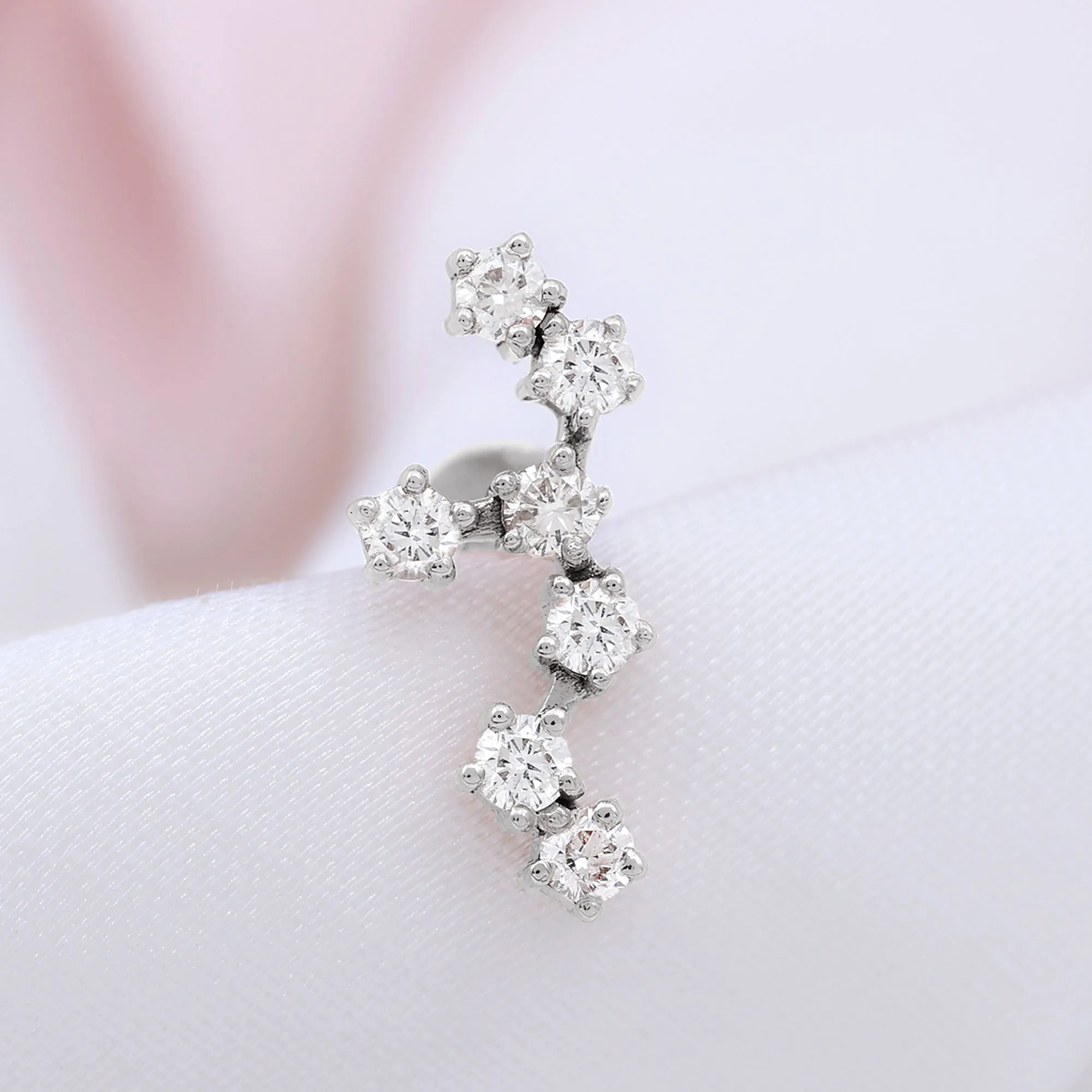 Diamond Leo Constellation Crawler Earring for Helix Piercing