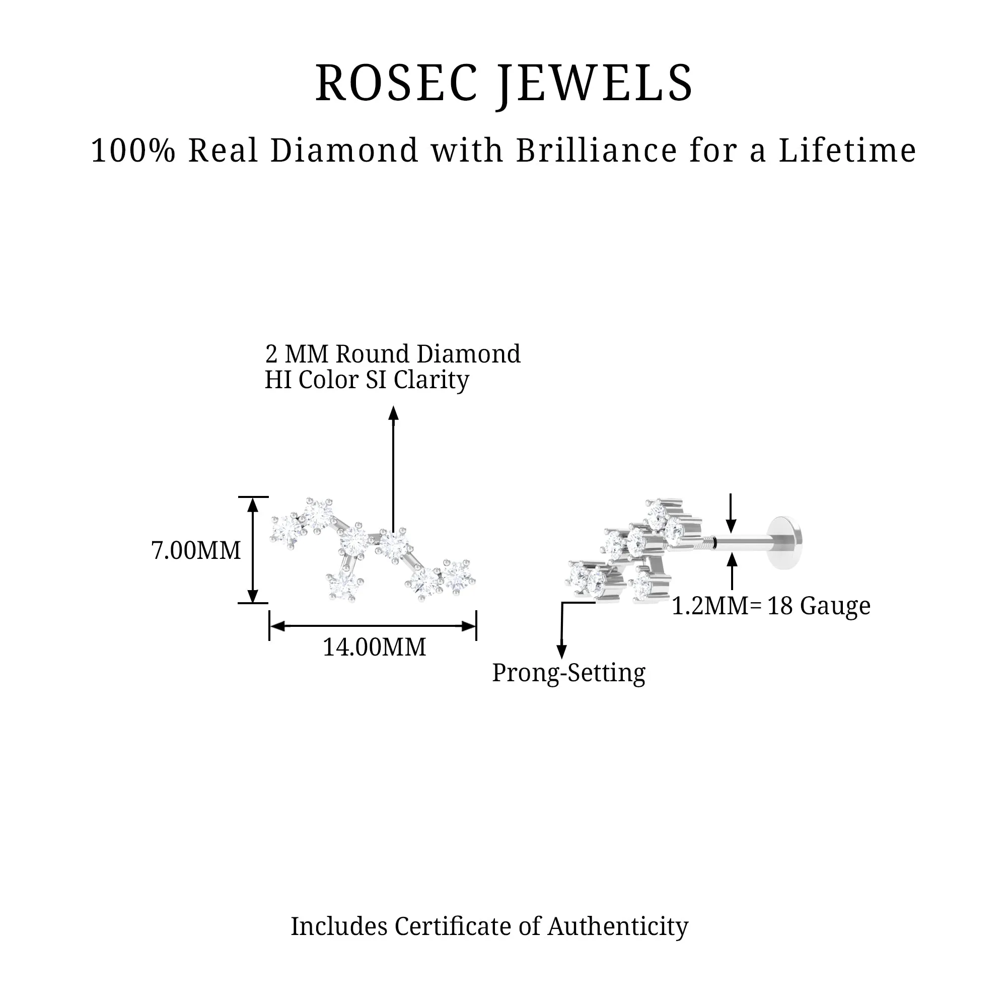 Diamond Leo Constellation Crawler Earring for Helix Piercing