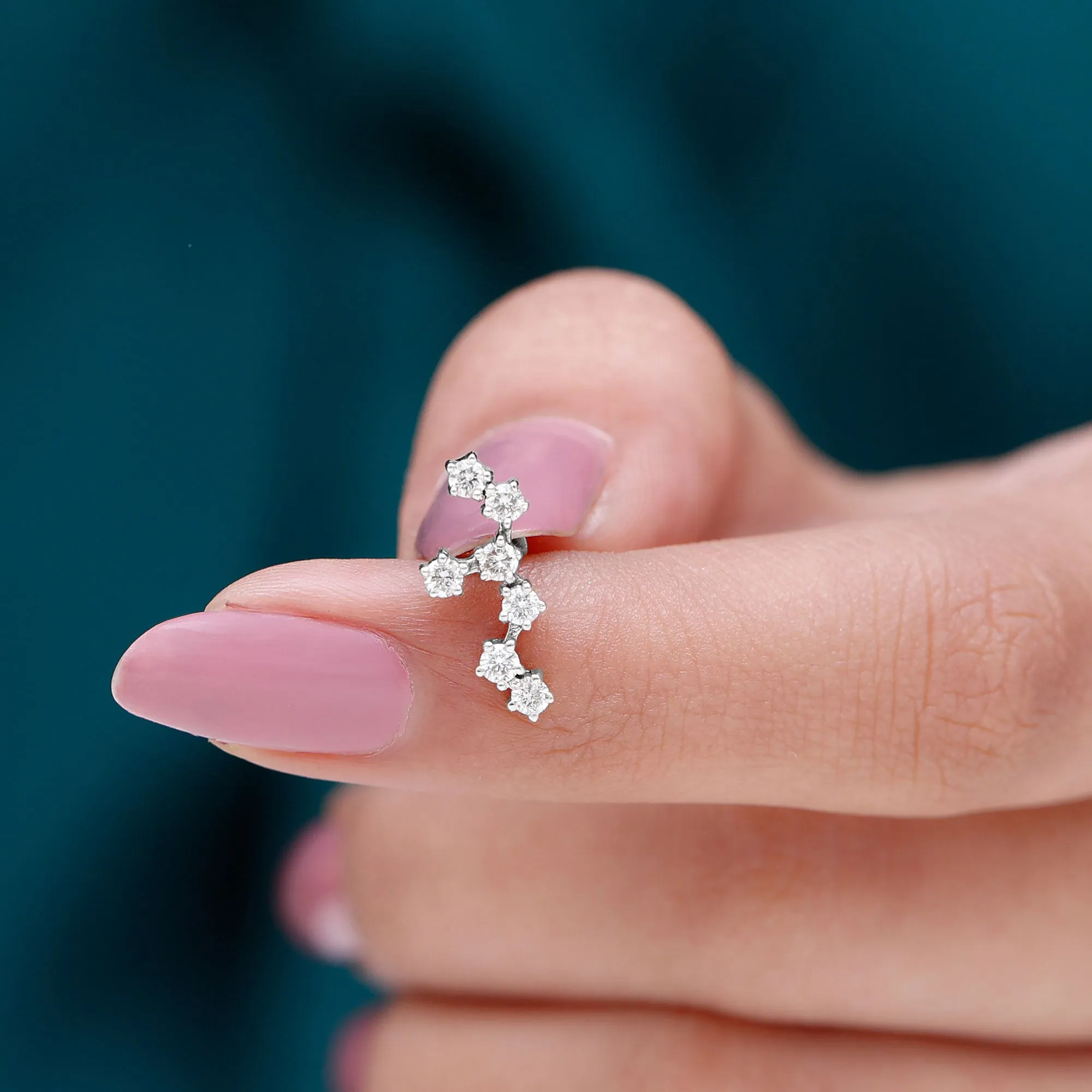 Diamond Leo Constellation Crawler Earring for Helix Piercing