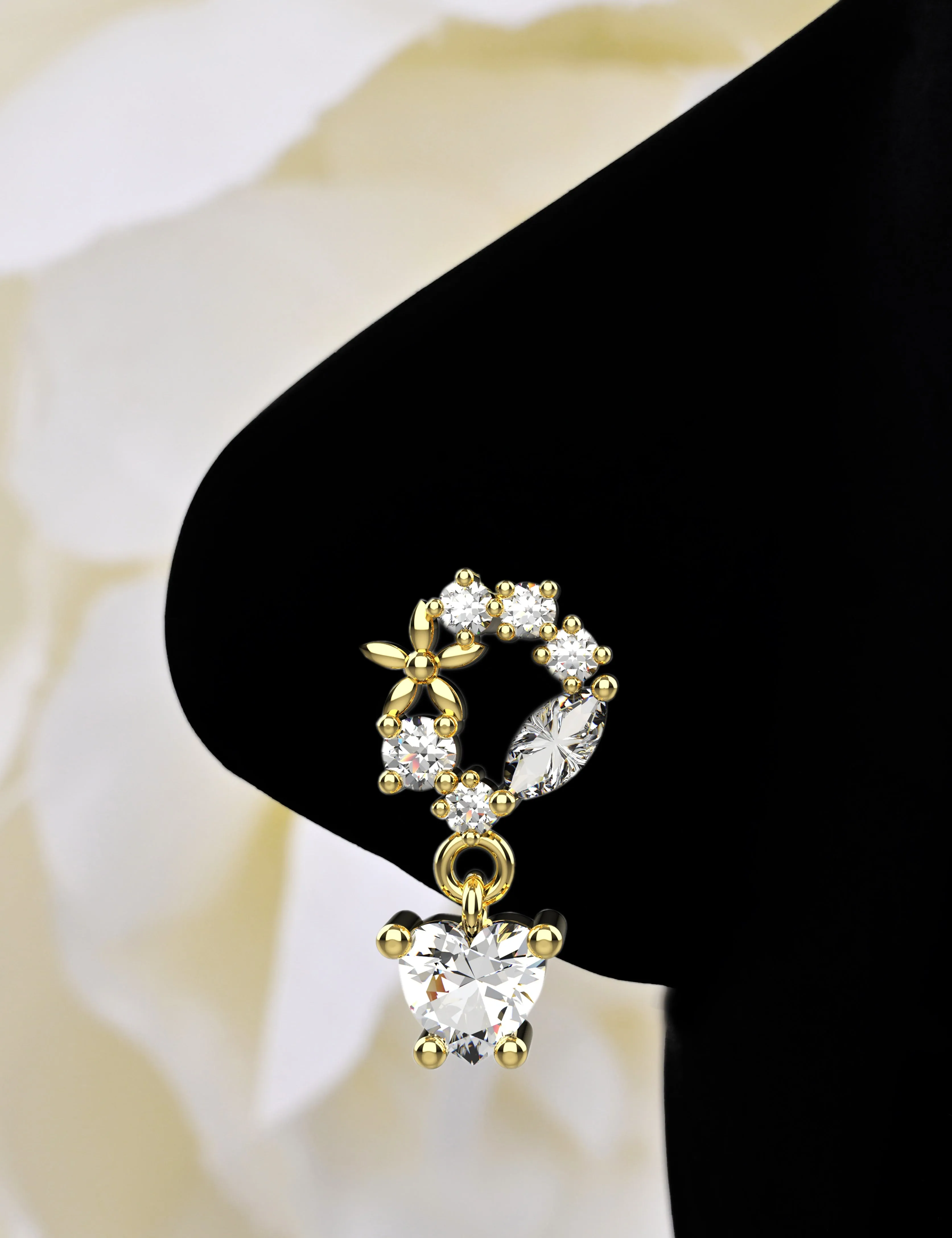 diamond nose stud & dangle nose ring gold nose jewelry