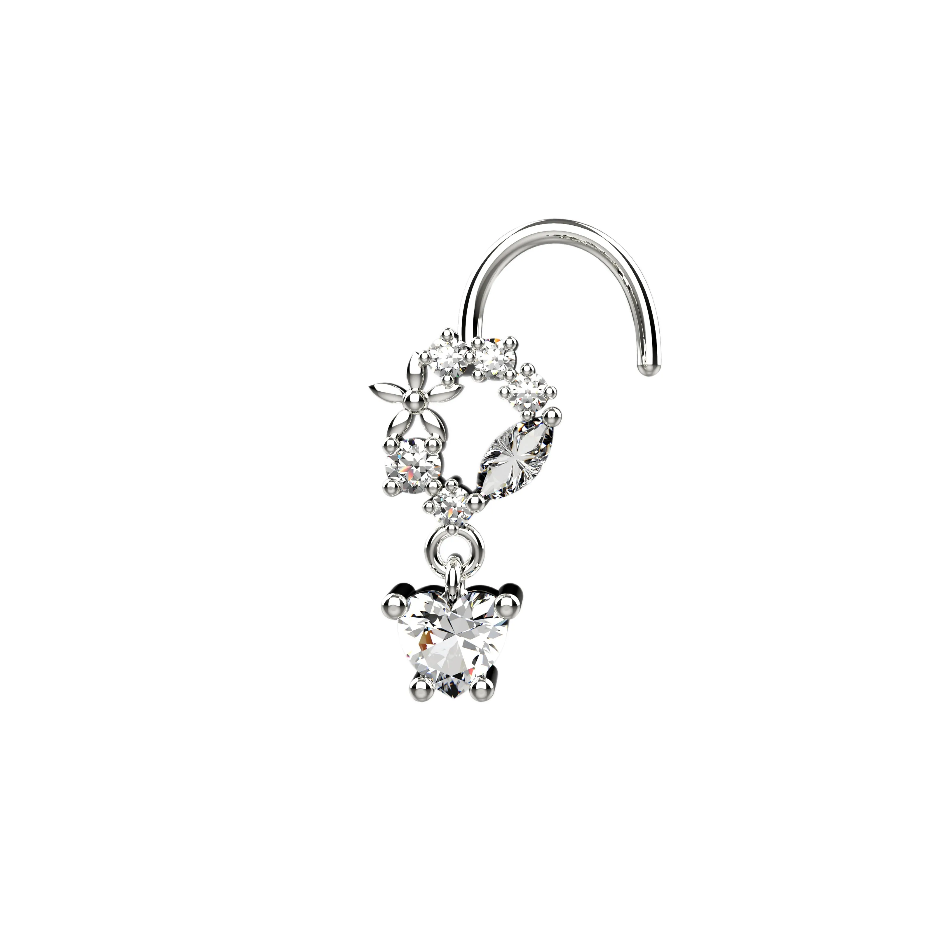 diamond nose stud & dangle nose ring gold nose jewelry