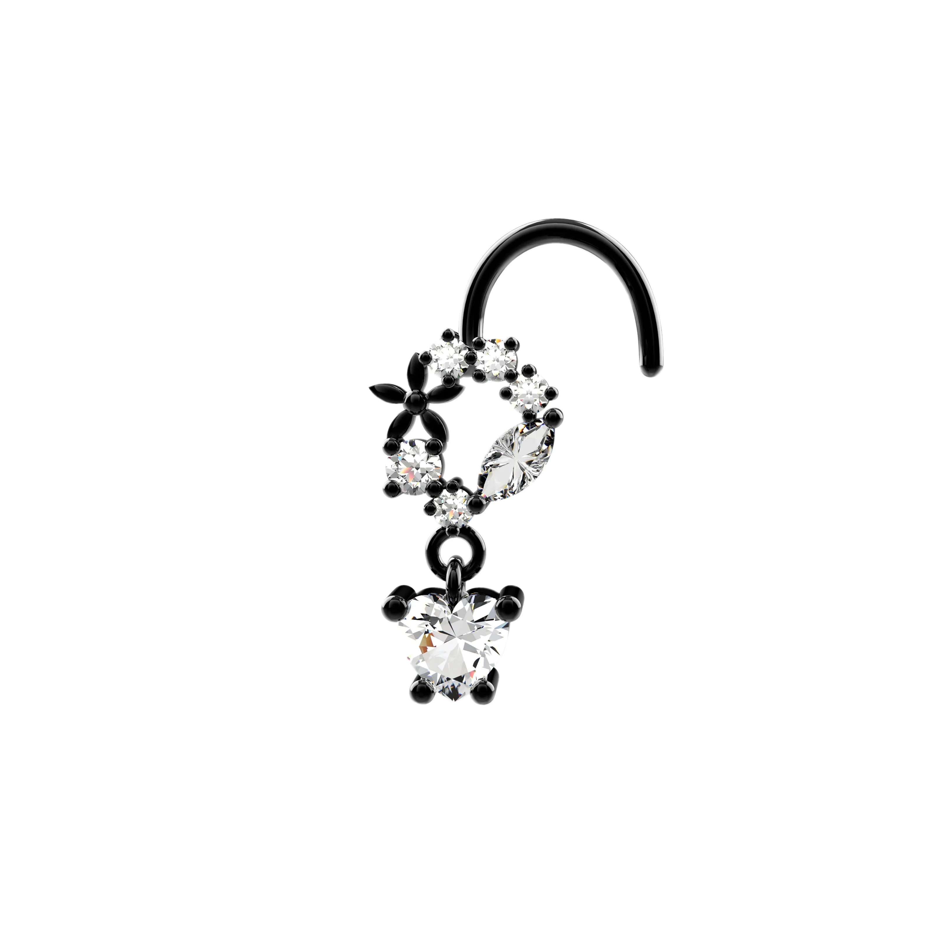 diamond nose stud & dangle nose ring gold nose jewelry