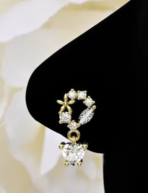 diamond nose stud & dangle nose ring gold nose jewelry