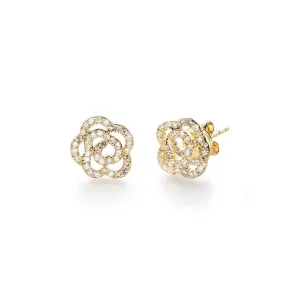 Diamond Rose Stud Earrings