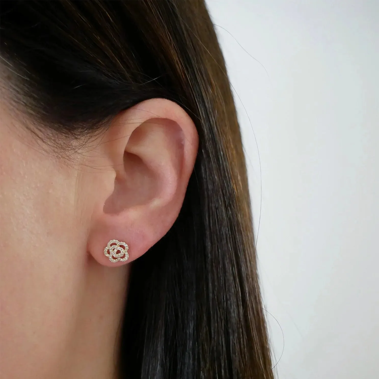 Diamond Rose Stud Earrings