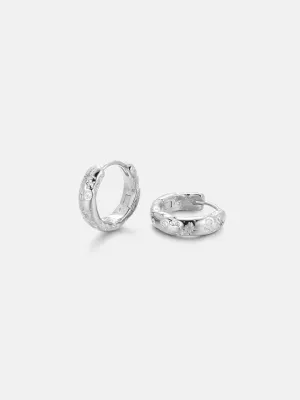Diamond Starlit Silver Hoop Earrings