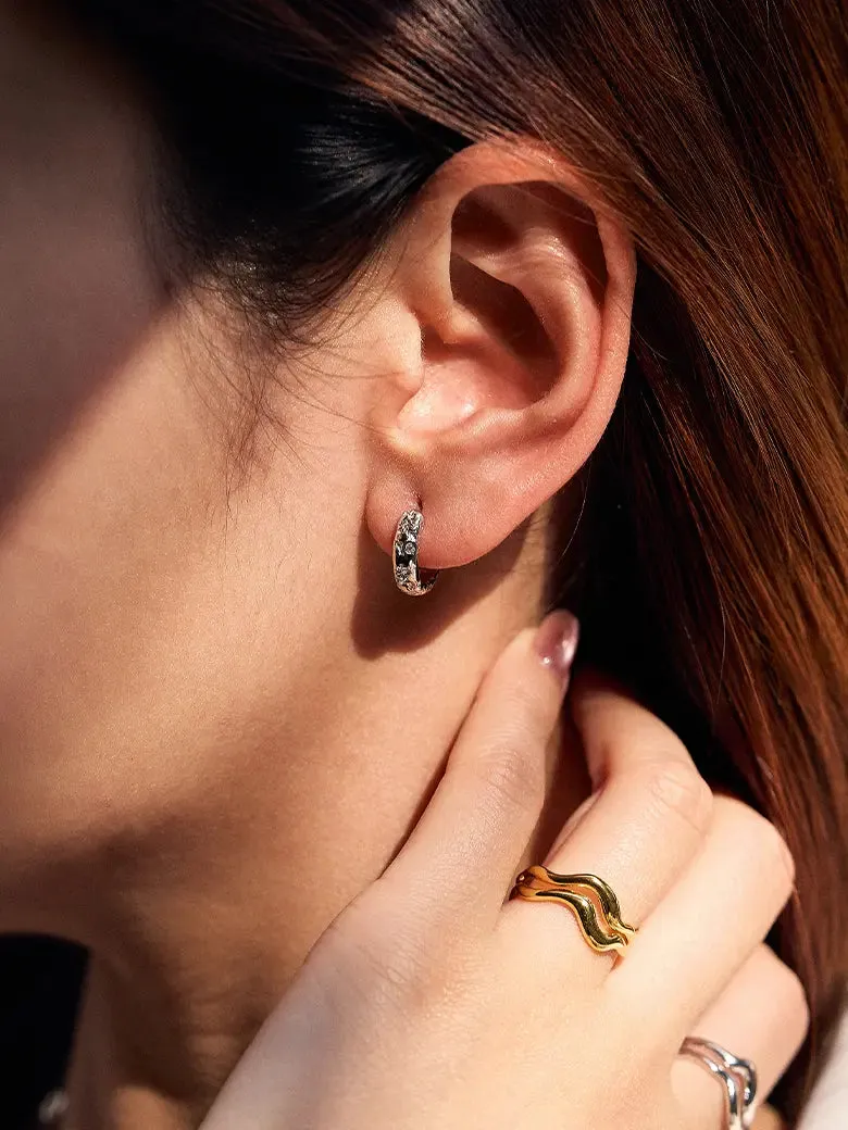 Diamond Starlit Silver Hoop Earrings