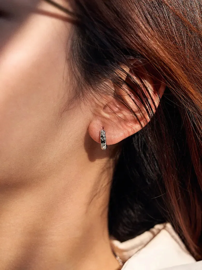 Diamond Starlit Silver Hoop Earrings