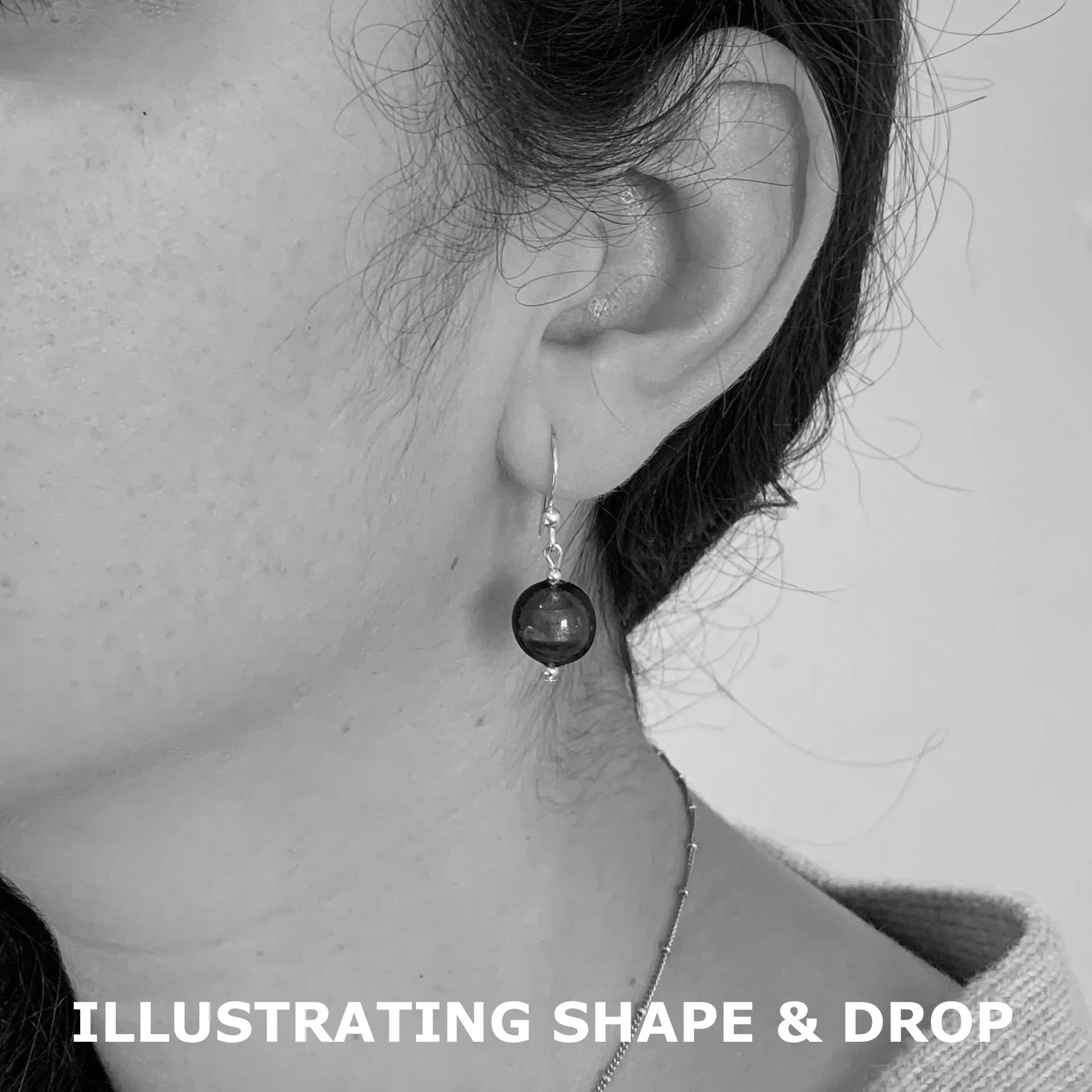 Earrings with brown topaz (amber) Murano glass mini lentil drops on silver or gold hooks