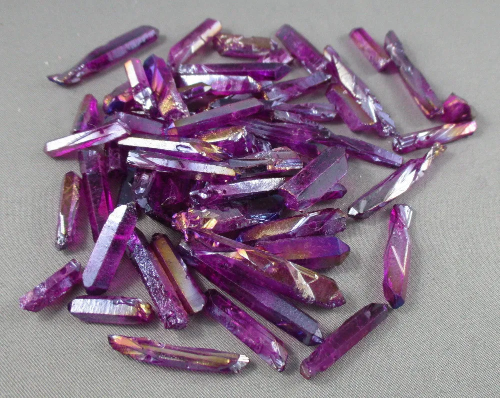 Electroplated Quartz Points (Drilled) Purple 4pcs (C116)