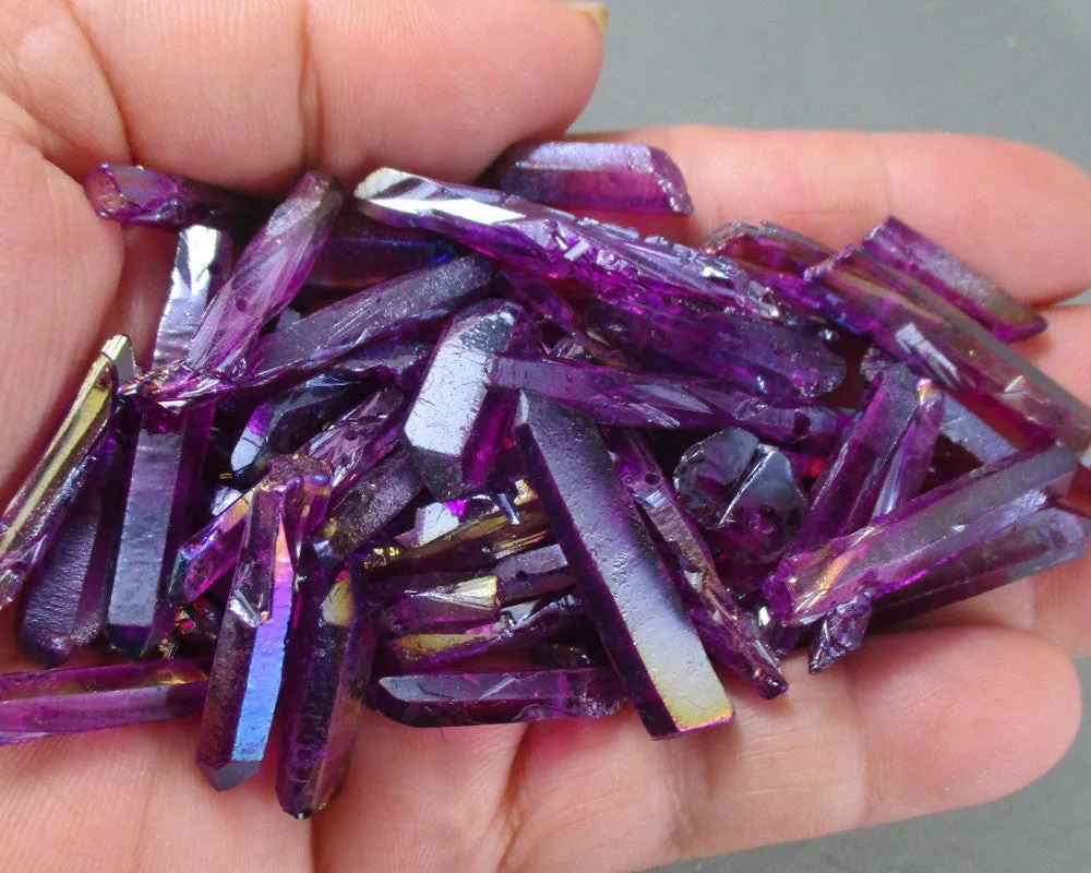 Electroplated Quartz Points (Drilled) Purple 4pcs (C116)
