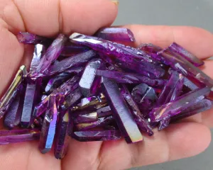 Electroplated Quartz Points (Drilled) Purple 4pcs (C116)