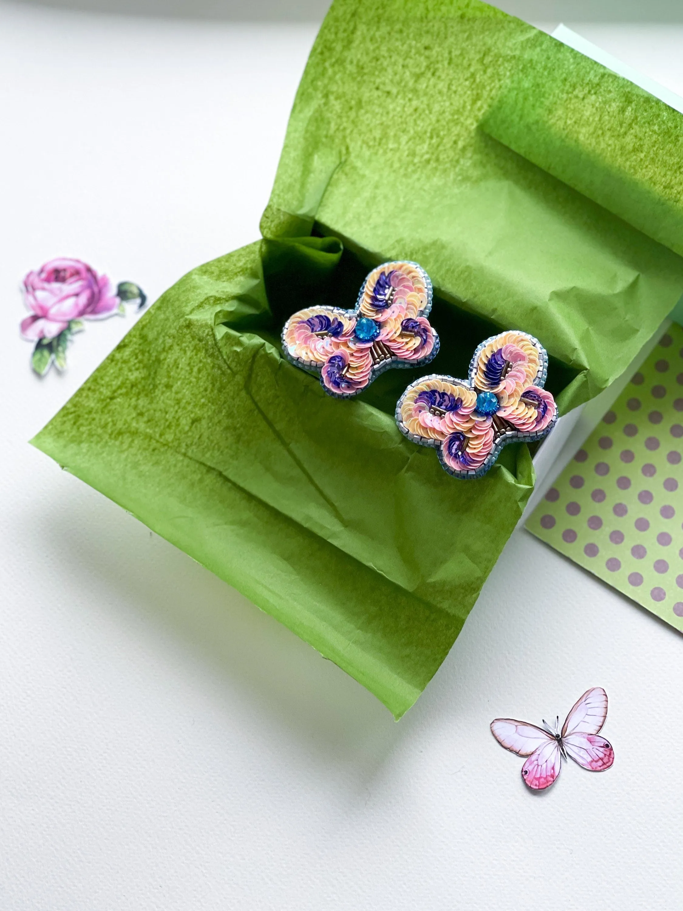 Embroidered baby hair clip butterfly barrette