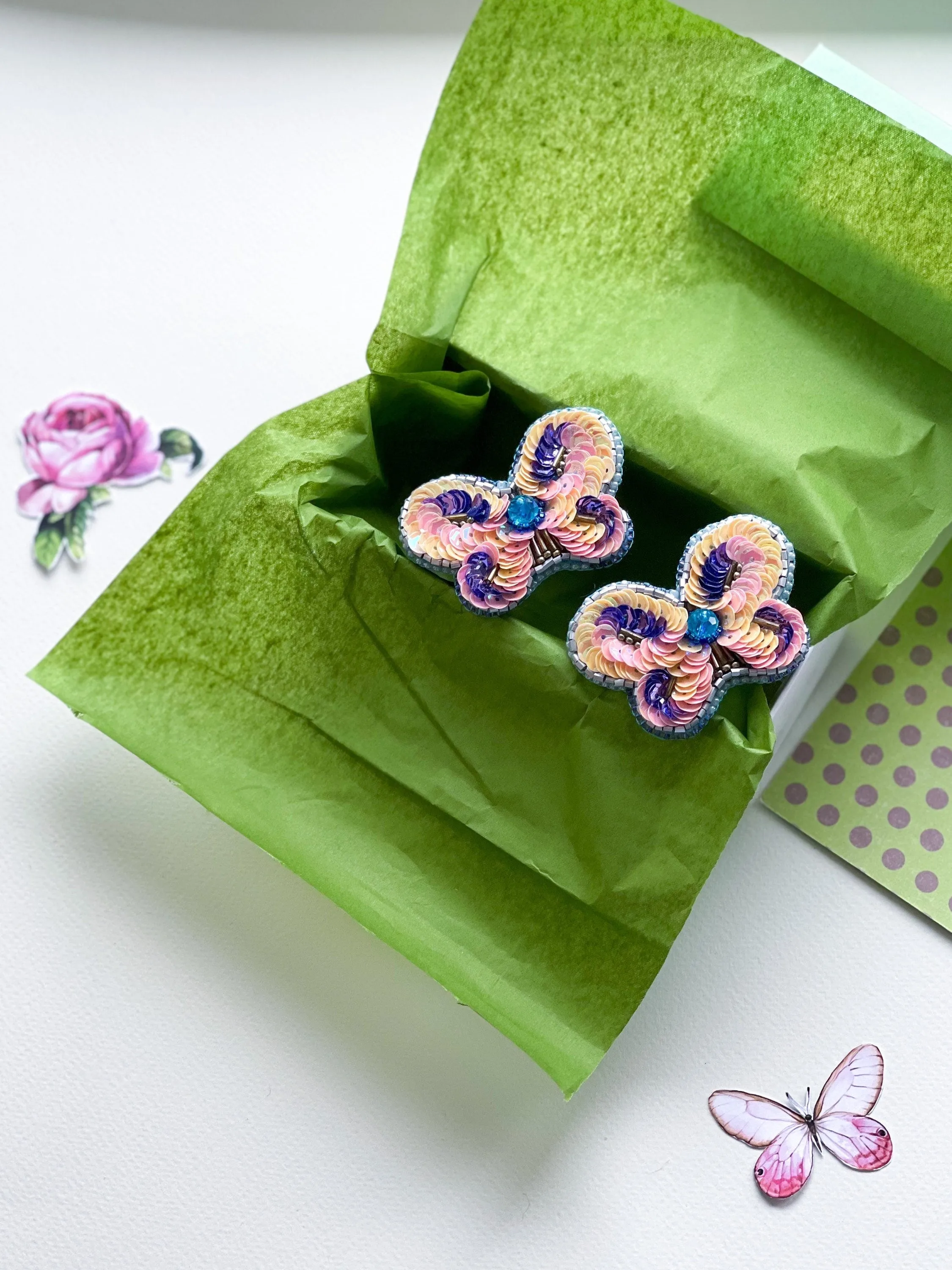 Embroidered baby hair clip butterfly barrette