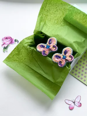 Embroidered baby hair clip butterfly barrette