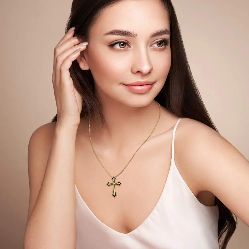 Enamel Cross Pendant Necklace Gift