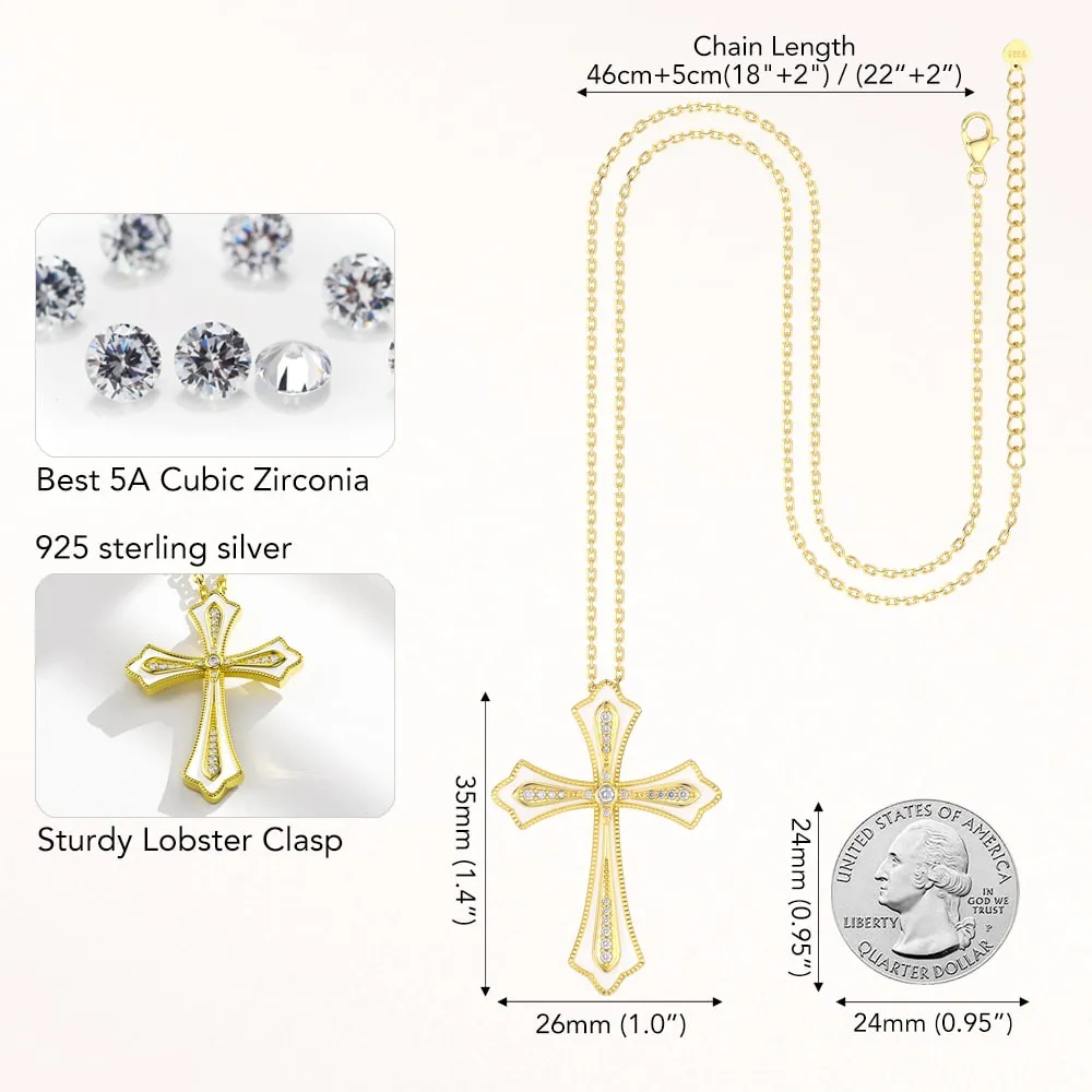 Enamel Cross Pendant Necklace Gift