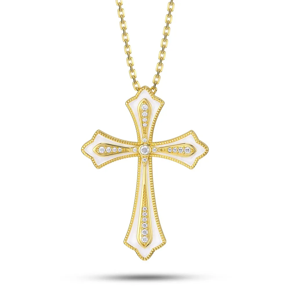 Enamel Cross Pendant Necklace Gift