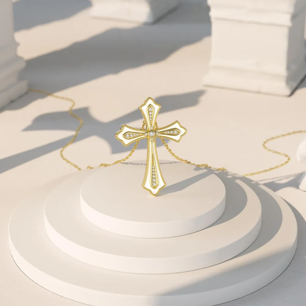 Enamel Cross Pendant Necklace Gift