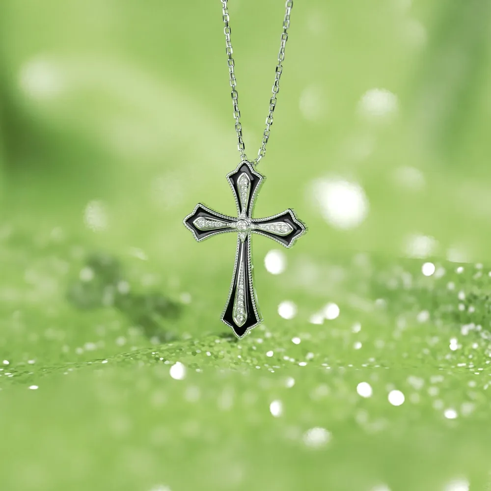 Enamel Cross Pendant Necklace Gift