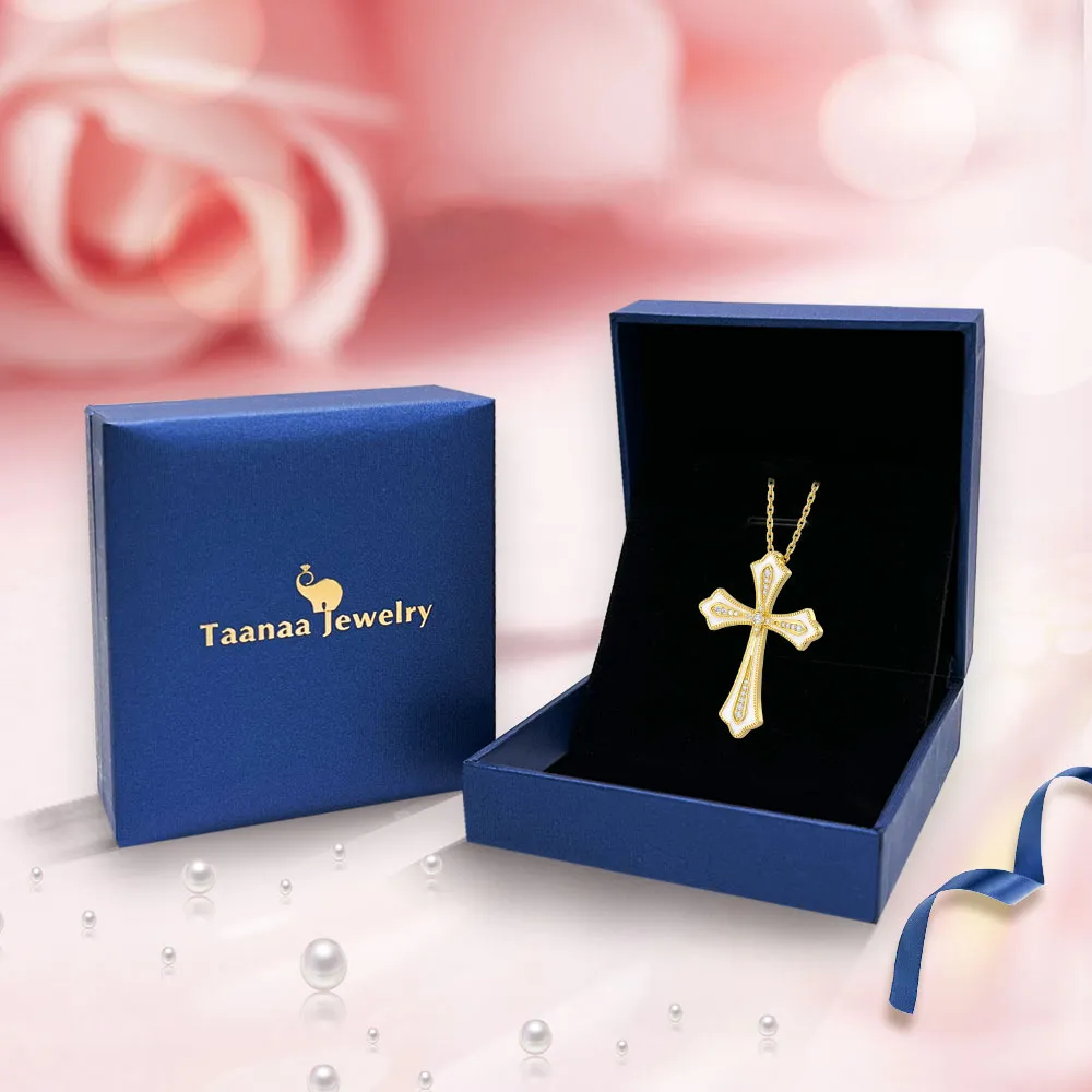Enamel Cross Pendant Necklace Gift
