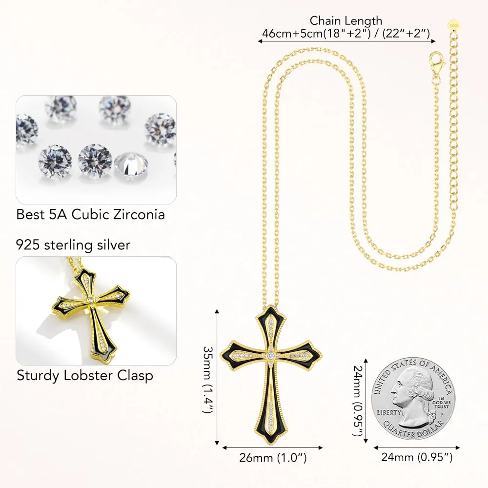 Enamel Cross Pendant Necklace Gift