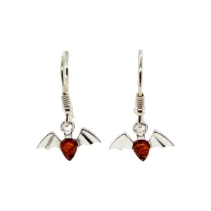 Enchanting Baltic Amber Bat Earrings