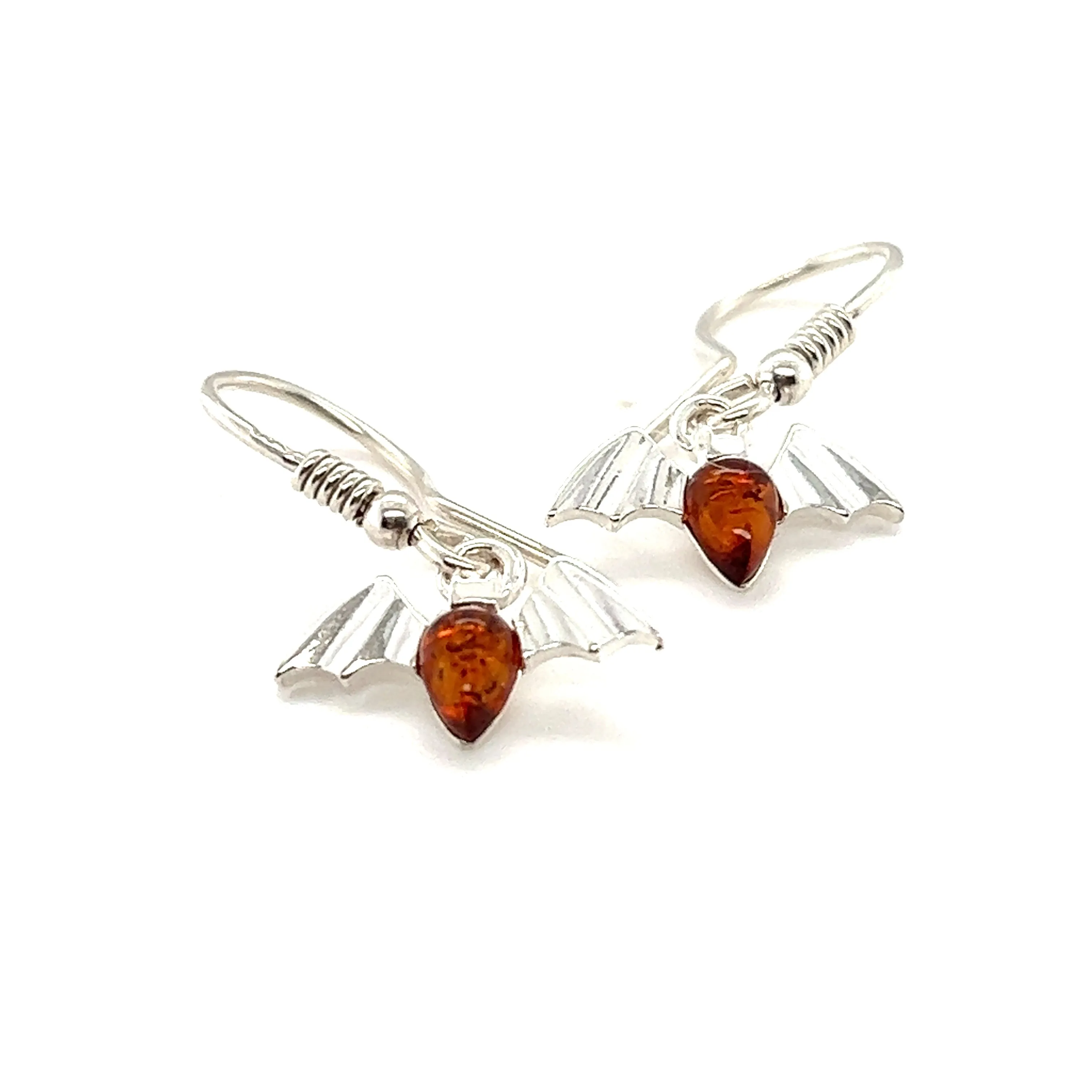 Enchanting Baltic Amber Bat Earrings