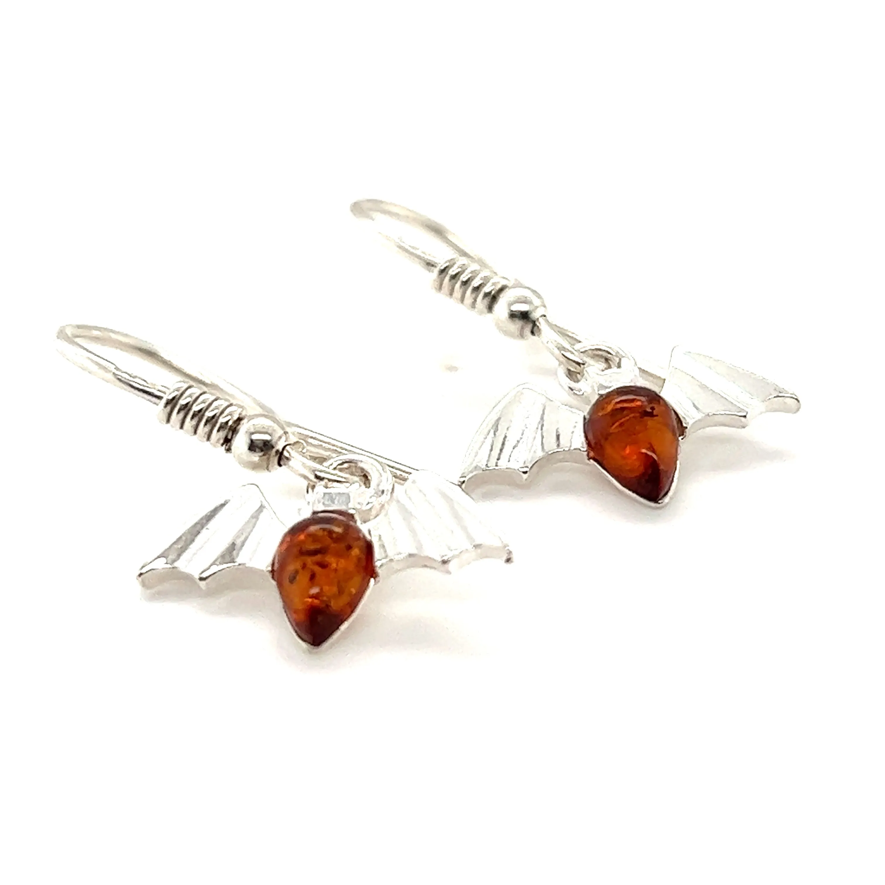 Enchanting Baltic Amber Bat Earrings