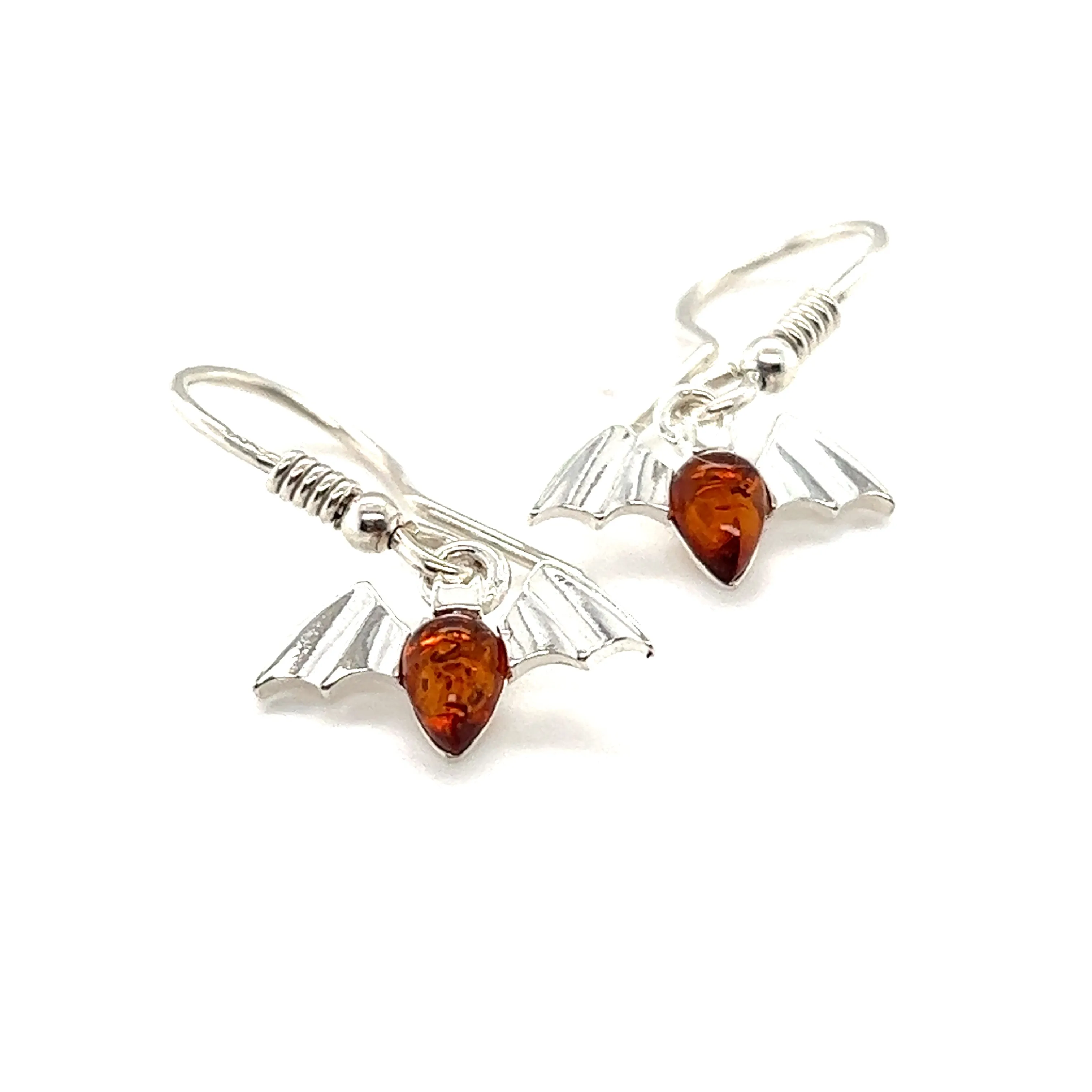 Enchanting Baltic Amber Bat Earrings