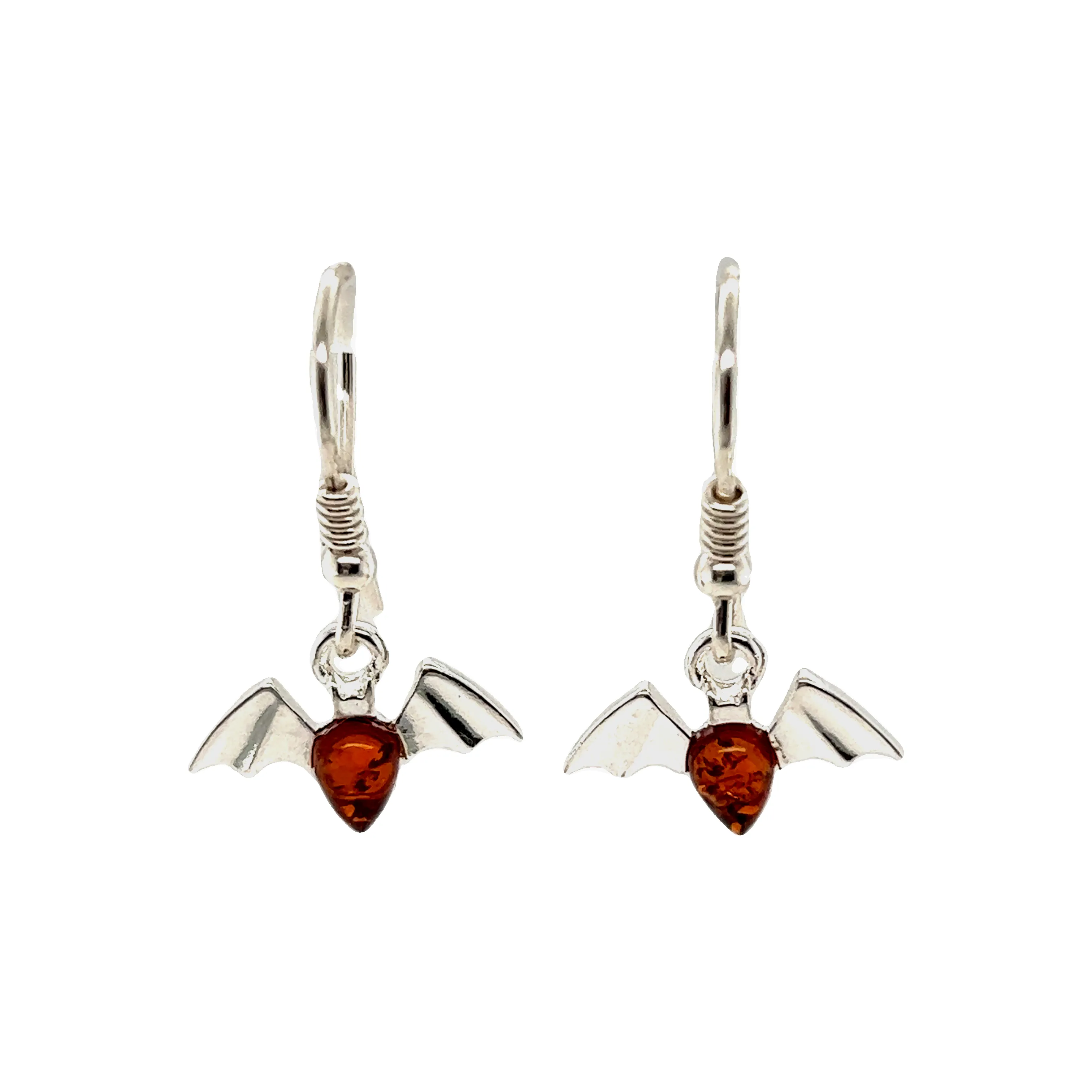 Enchanting Baltic Amber Bat Earrings