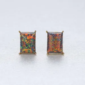 Fire Opal Gold Earrings