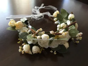 Flower Girl Flower Head Wreath, Ivory Head Crown, Toddler Flower Crown