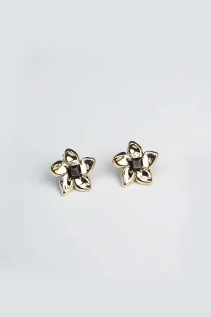 FLOWER POWER STUDS (Smokey Quartz)