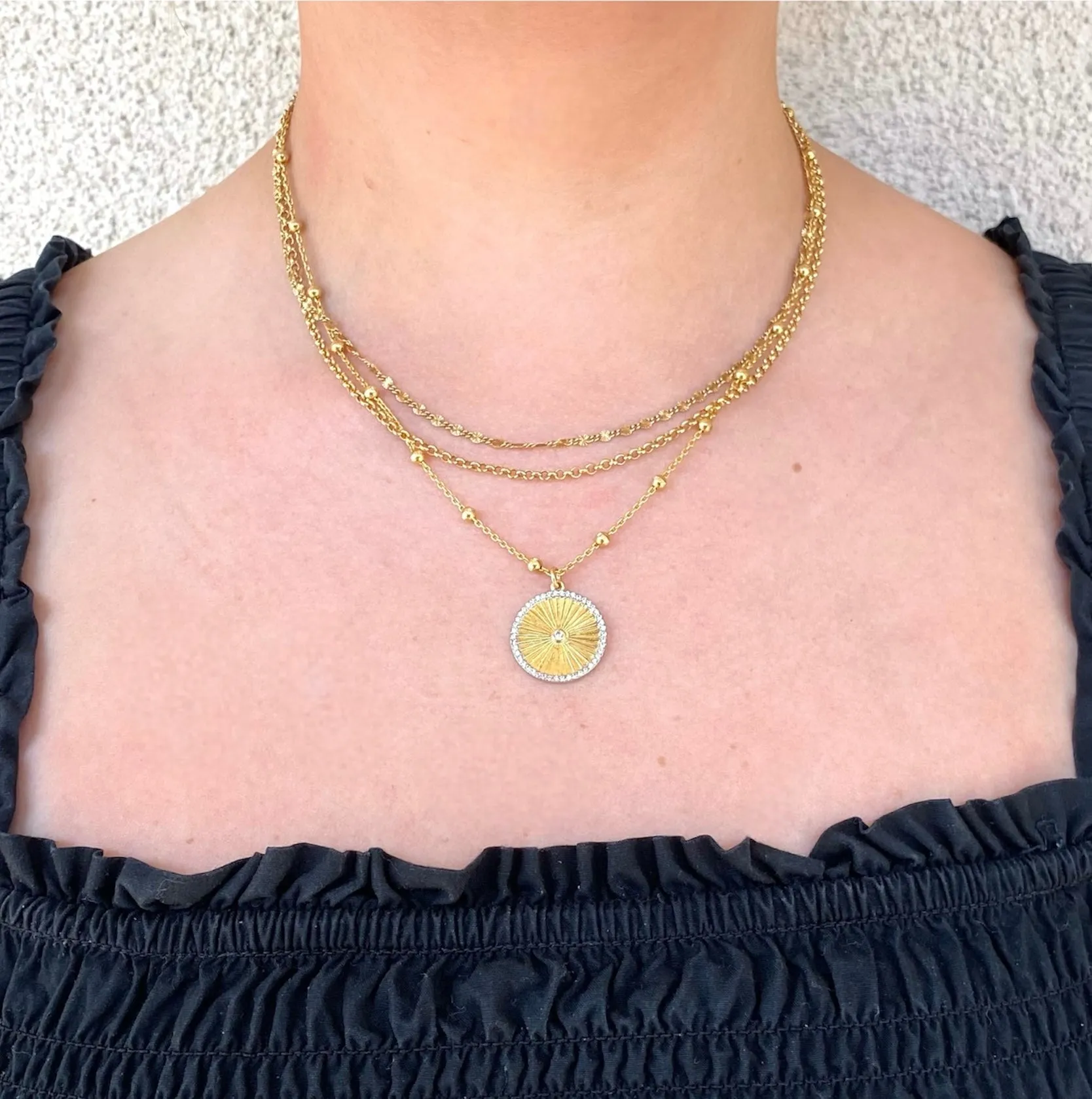 Fluted Disc Layered Necklace