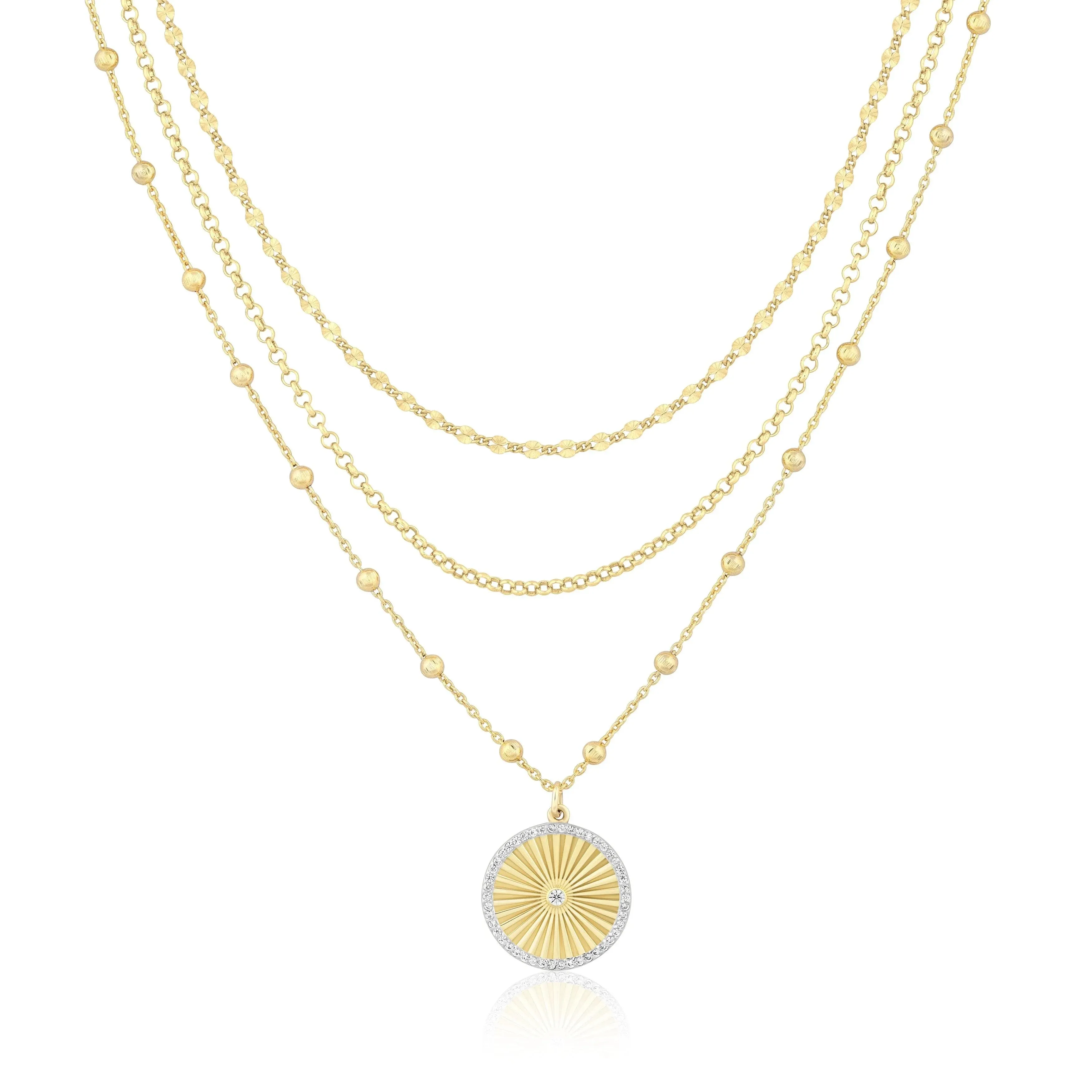 Fluted Disc Layered Necklace