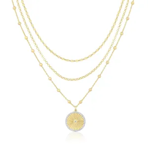 Fluted Disc Layered Necklace