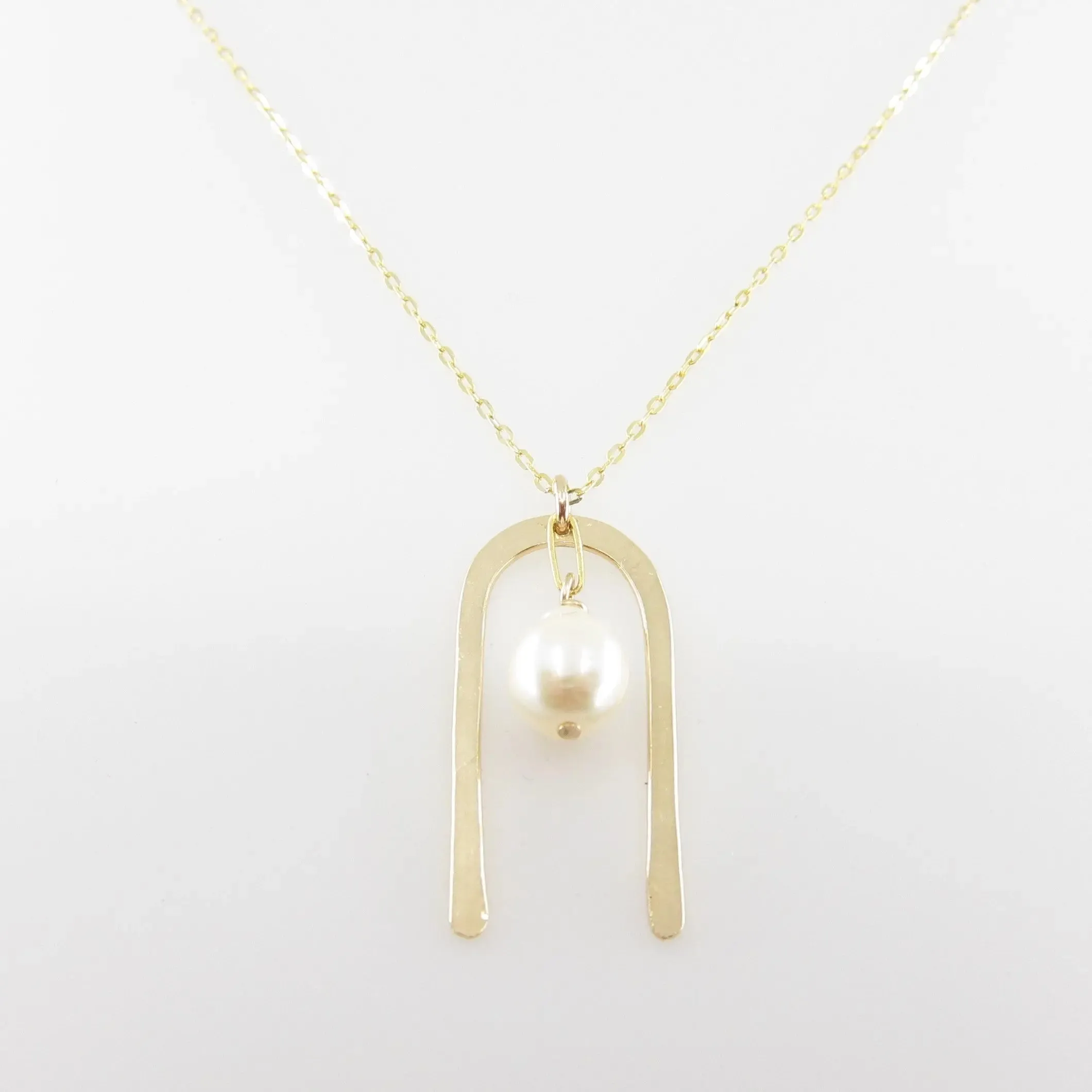 Forged Arch Necklace with Baby Baroque Pearl