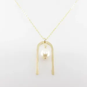 Forged Arch Necklace with Baby Baroque Pearl