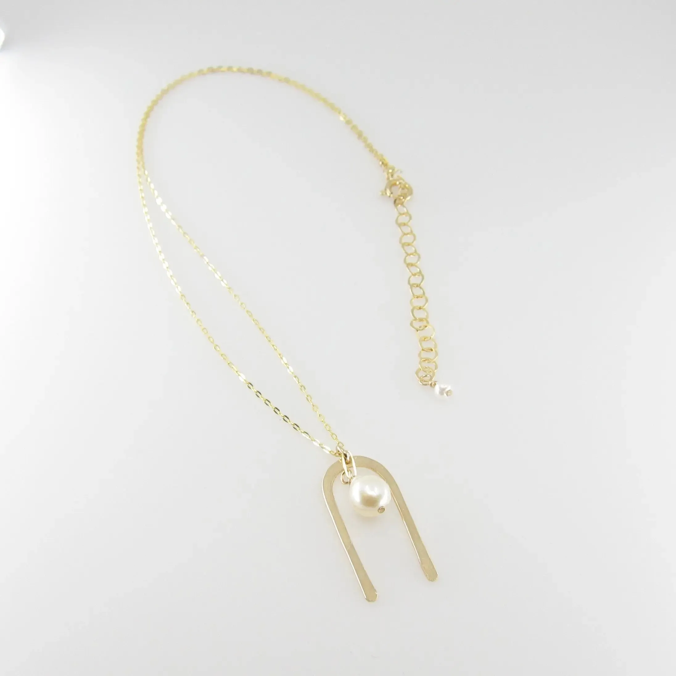 Forged Arch Necklace with Baby Baroque Pearl