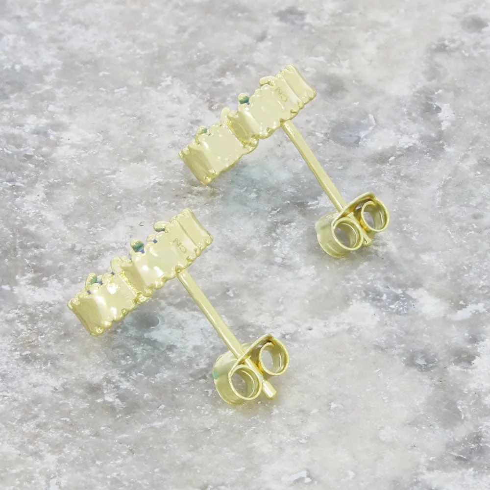 Four Leaf Clover Blue Stone Stud Earrings GVL032